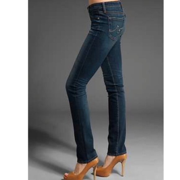 AG Adriano Goldschmied The Kiss Low Rise Straight Leg Jeans Blue Size 29 - Picture 1 of 9